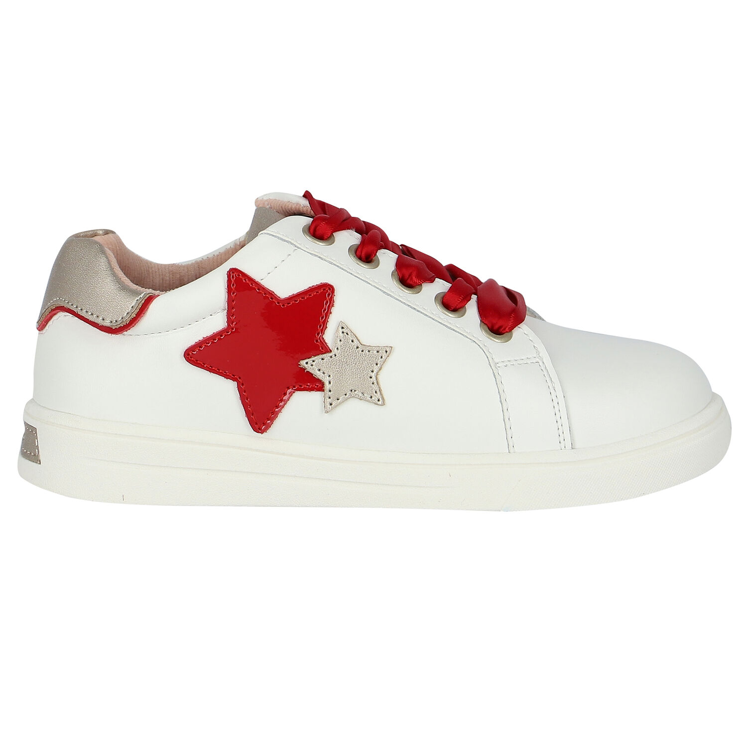 Girls White & Red Star Trainers, 1, hi-res image number null